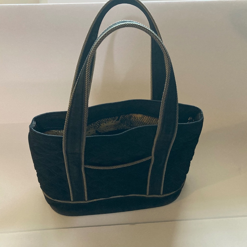 Vera Bradley Quilted Black Handbag with contrasting Black and White Stitching